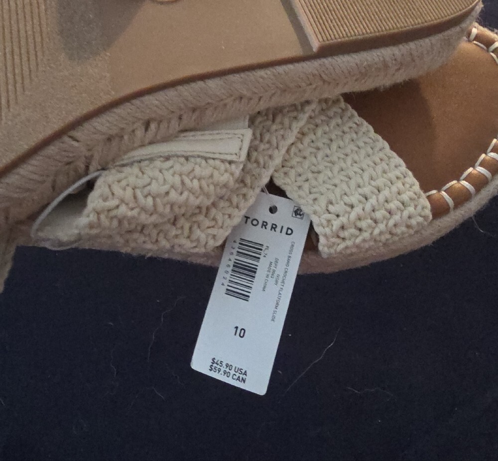 torrid Ivory Crochet Crossband Espadrille Slide Sandals - Picture 5 of 5